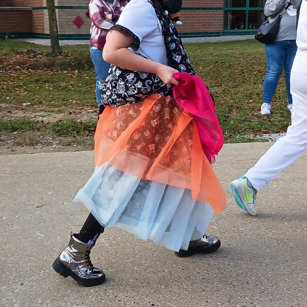 Dia De Los Muertos Sugar Girl Tered Halloween Skirt